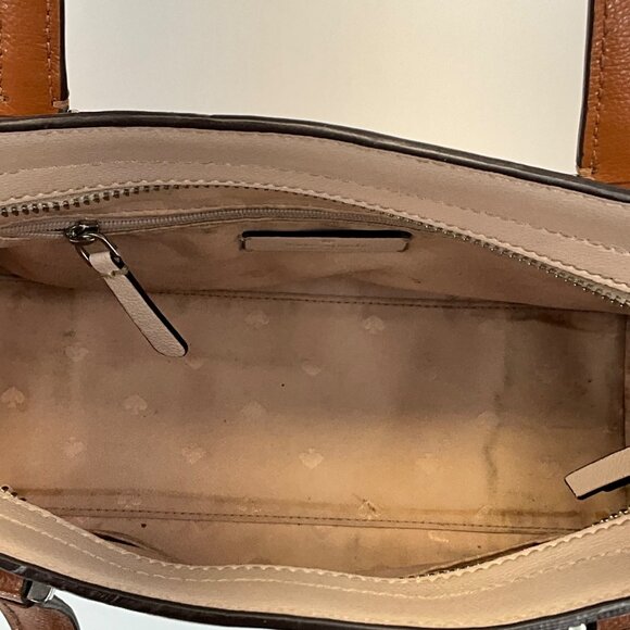 Kate Spade New York Patterson Drive Colorblock Leather Handbag Peach/Tan/Brown - Picture 12 of 14